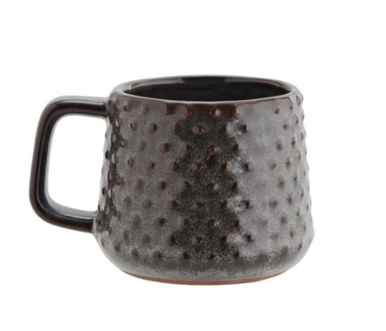 Stoneware Mugs - Green with dots