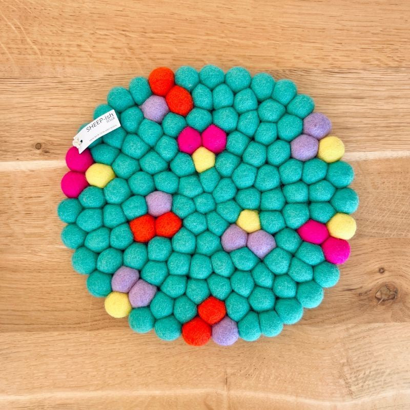 Sheep-ish Felt Ball Pot Stands