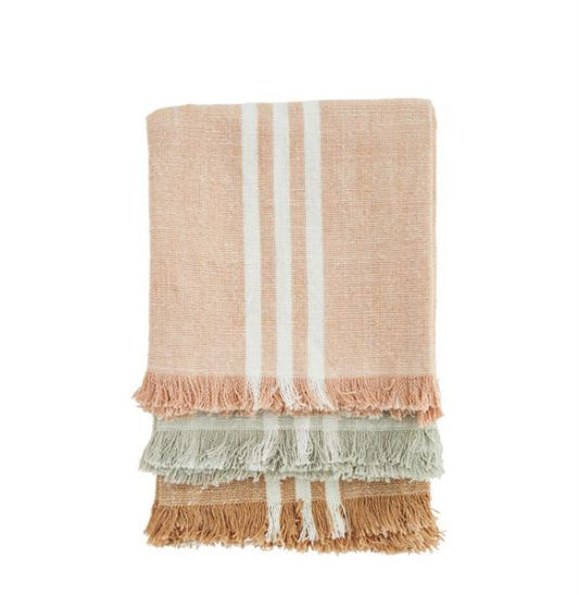 Striped Kitchen Towel Peach/Sand/White