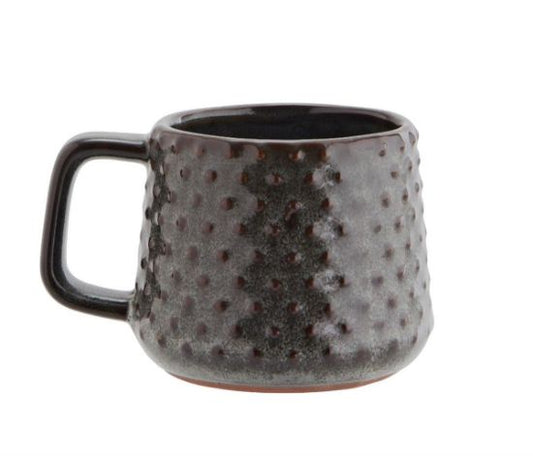 Stoneware Mugs - Green with dots