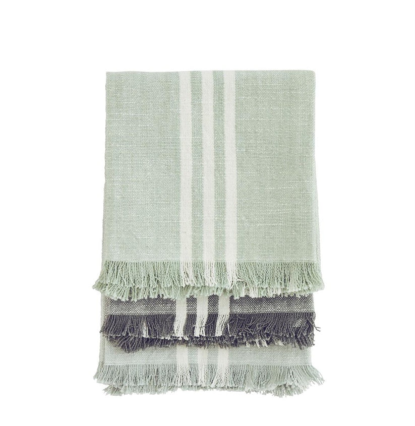 Striped Kitchen Towels Aqua/grey/mint/white