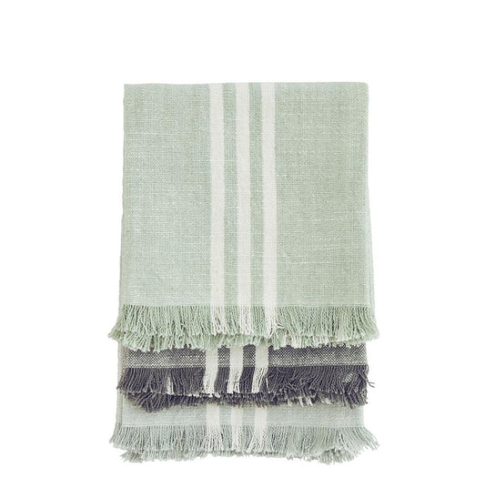 Striped Kitchen Towels Aqua/grey/mint/white