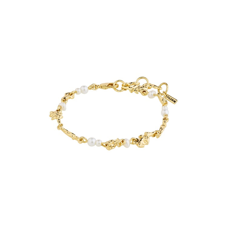 Pilgrim Sloan Recycled Bracelet Gold Plated - White
