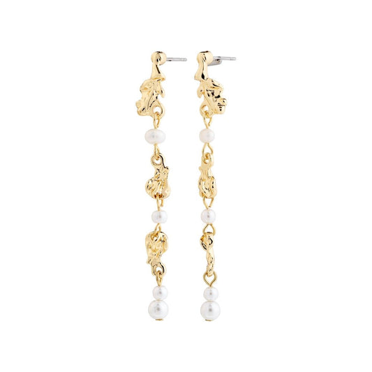 Pilgrim Sloan Pearl Earrings Gold Plated - White
