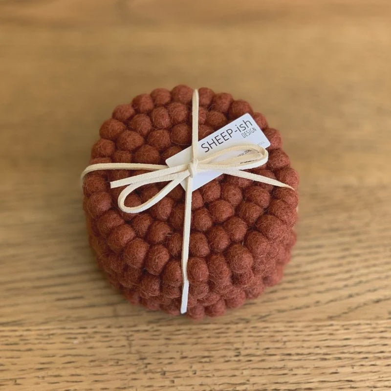 Sheep-ish Felt Ball Coasters