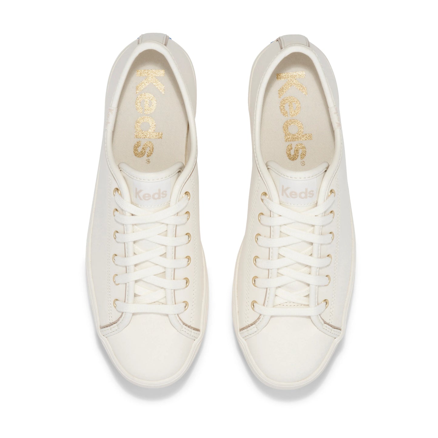 Keds Triple Up Leather Off White with Gold Trim