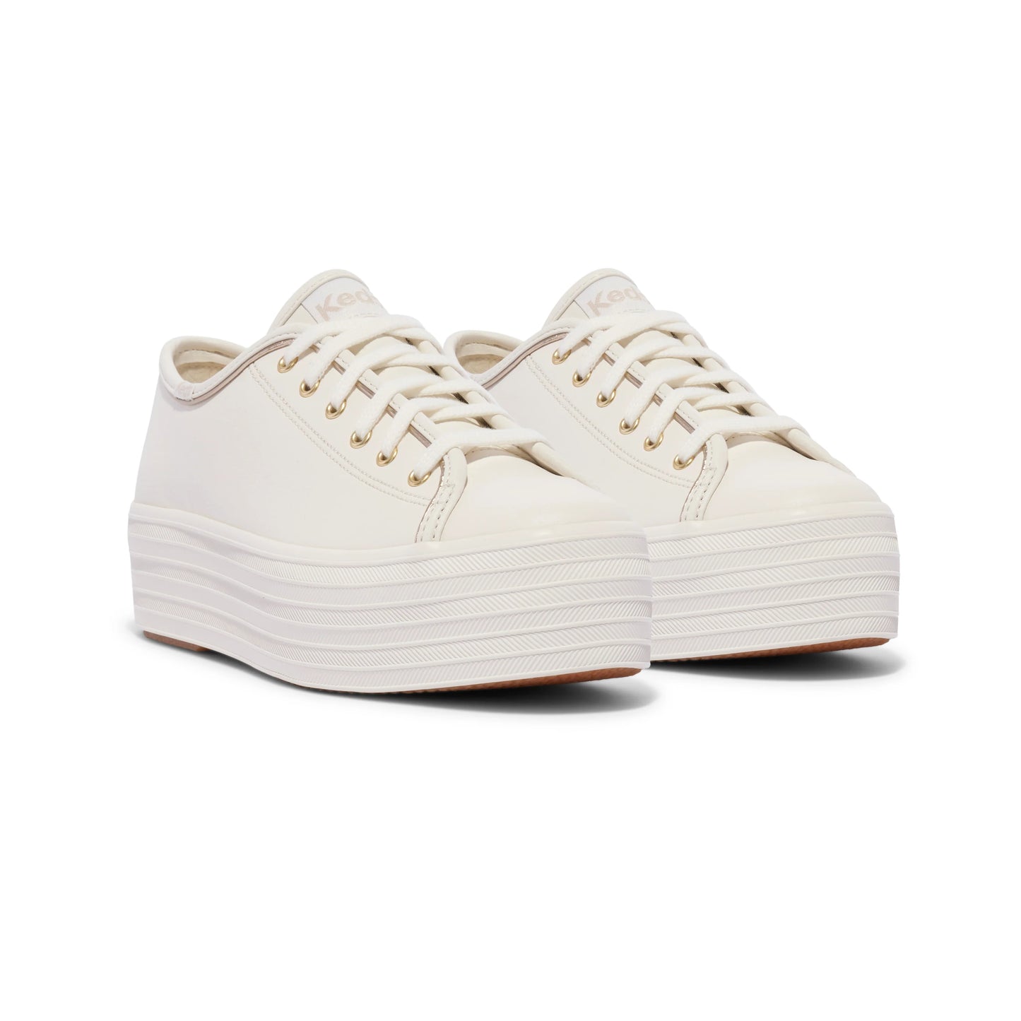 Keds Triple Up Leather Off White with Gold Trim