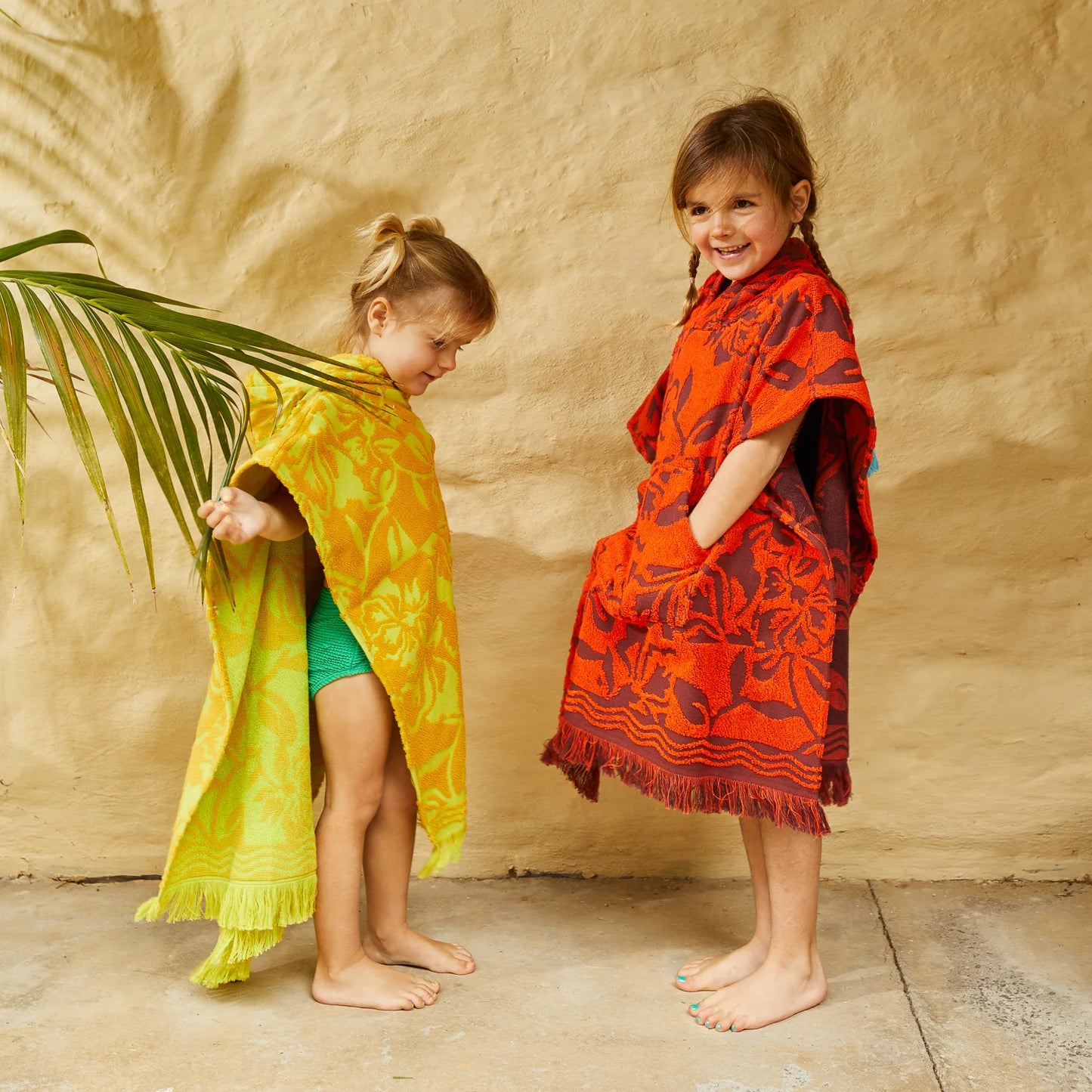 Sage x Clare Rosalia Kids Poncho - Flame