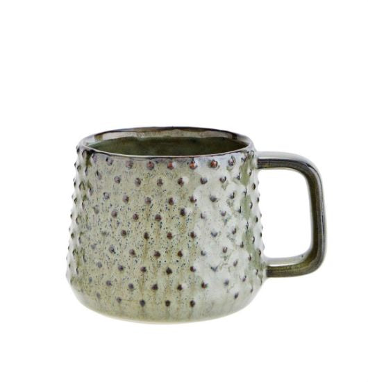 Stoneware Mug - Green with dots