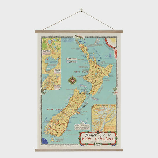 100%-NZ Tourist Map of NZ Wall Hanging