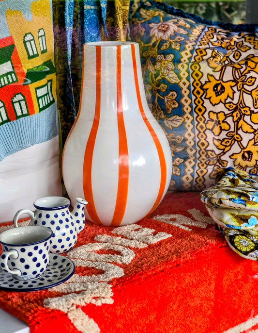 Broste Vase Ada Stripe Orange