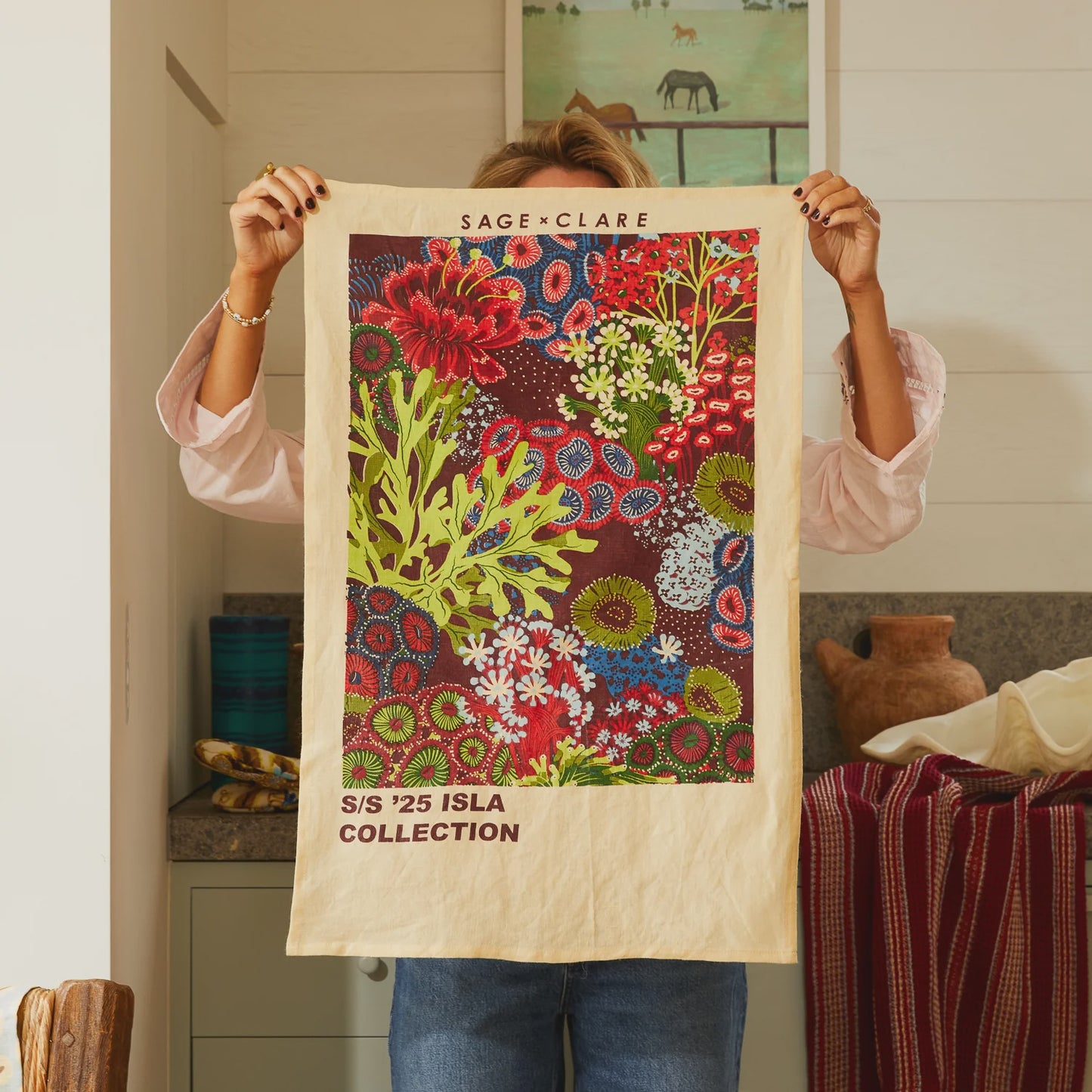 Sage x Clare Cora Linen Tea Towel
